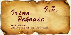 Irina Peković vizit kartica